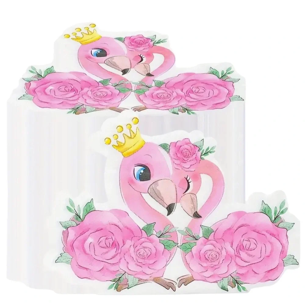 His & Hers Pink Rose Flamingo Shaped Party Napkins, 20-ct
